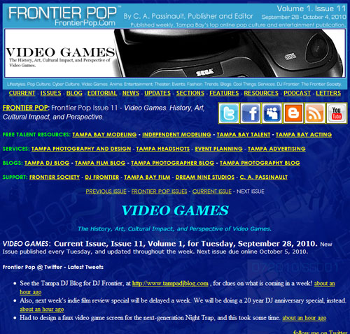 Frontier Pop Issue 11: Video Games. The History, Art, Cultural Impact, and Perspective of Video Games.